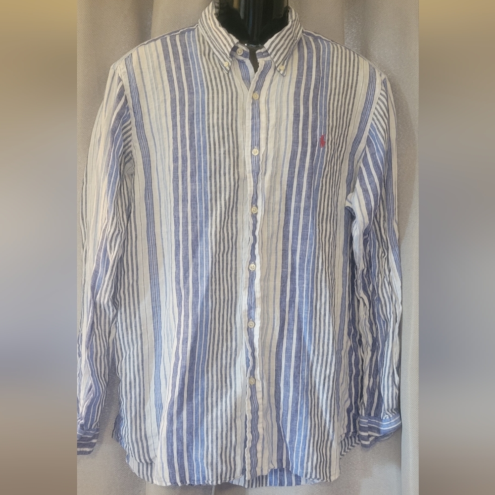 Polo Ralph Lauren Blue and White Striped Shirt